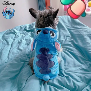Cartoon Disney series Stitch new autumn and winter soft and comfortable, simple and fashionable, creative cute blue pet clothes