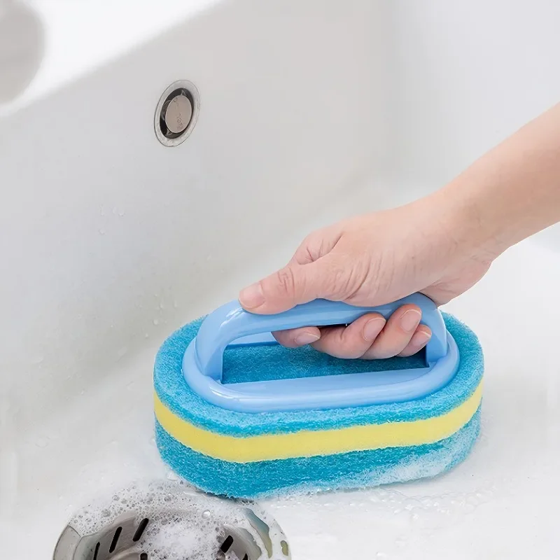 Household Cleaning Brush With Handle Dish Soap Bathroom Kitchen Tub Thicken Scrubbing Sponge Wipe Durable Tools Accessories Home - Image 5